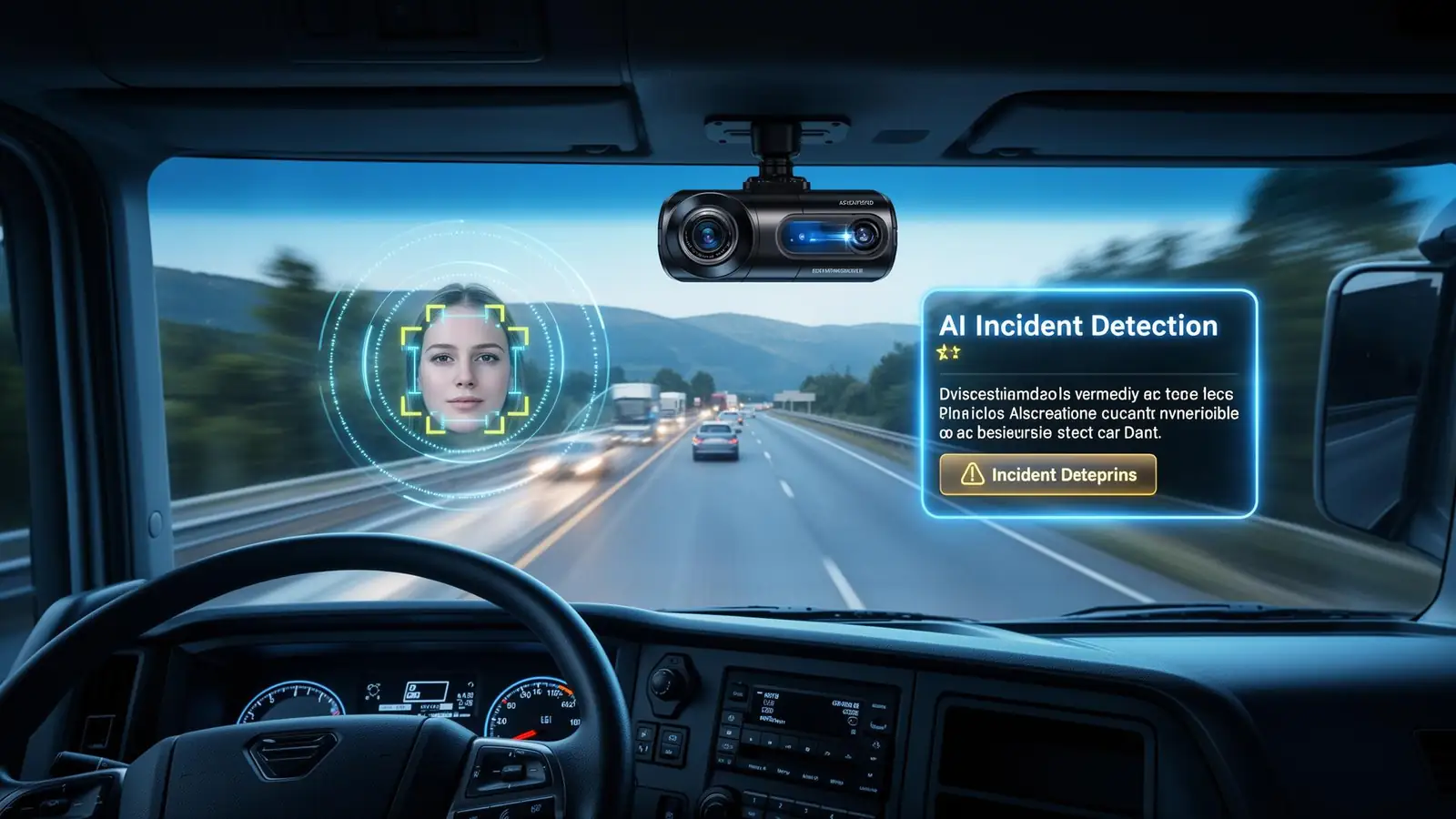 AI dashcam monitoring the road